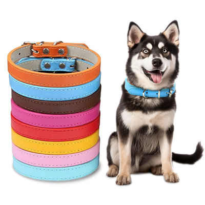 comprar Colarinho de Cão de Couro Marrom Amarelo Púrpura Rosa Colarinho de Gato de Couro Personalizado Fabricação em linha