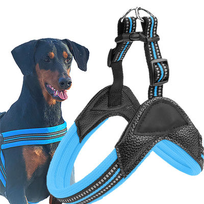 comprar Black Blue PU Dog Harness Leash Padded Puppy Harness e Leash Set Fabricação em linha