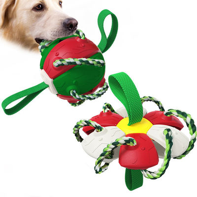 comprar Resistente a mordidas Cão de treinamento amigável Bola de futebol de cães ao ar livre Bola de futebol de cães com guias Fabricação em linha