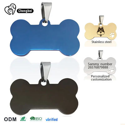 comprar Etiquetas de identificação de cães esculpidas em aço inoxidável 2cm-6cm SS Etiqueta de cães preto azul Fabricação em linha
