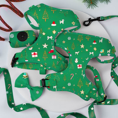 comprar Popular Custom Designer personalizado luxo sem puxar coleira ajustável Leash Bow Tie e Bandana Reversible Dog Harness Set Fabricação em linha