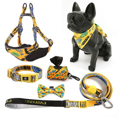 comprar Cães Poliéster Sublimação personalizada em branco Colar personalizado de animal de estimação e Leash Harness Set Logotipo personalizado Desenhos de Harness de Cão de Verão Fabricação em linha
