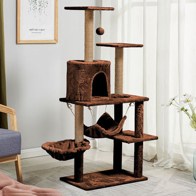comprar Árvore de gatos raspando plataforma natural de vários níveis árvore de gato de madeira com hamaca Fabricação em linha
