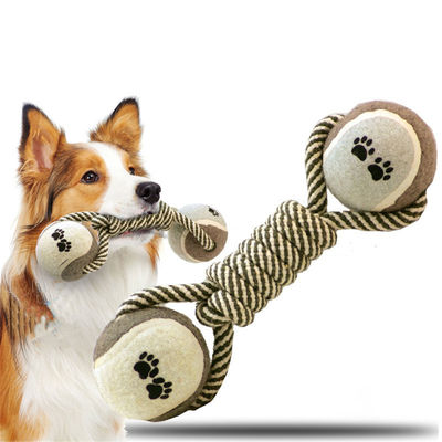 comprar Brinquedo de corda de cão Medido e Grande Brinquedo de pescoço Dumbbells Bola de ténis Bamboo de algodão Brinquedo de mastigação de corda de cão Fabricação em linha