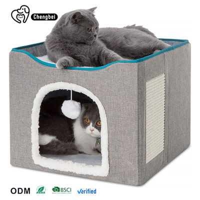 comprar Cachoeira de gato de camada dupla de tecido aconchegante Casa de gato grande de interior dobrável Fabricação em linha