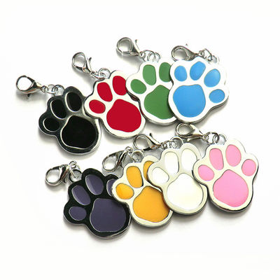 Forma da pata 25mm Etiqueta de identificação do cão Pendente Etiquetas de cão silenciosas