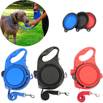 Blue Orange Dog Leash Water Bowl Retrátil Nylon Dog Lead com água Bowl