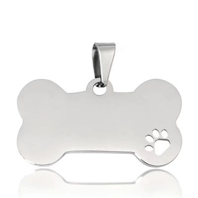 Etiquetas de nome de cão de aço inoxidável prata azul etiquetas de identificação de cão gravadas