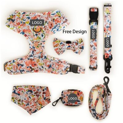 Veste de arnês de poliéster ajustável para animais de estimação e coleira Leash Dog Harness Sets com decoração Bowknot XL L M S Tamanhos Big Bowknot