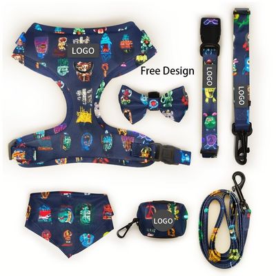 Logotipo personalizado Impressão Padrão Personalizado Pet Harness Set com decoração Bowknot e design à prova d'água