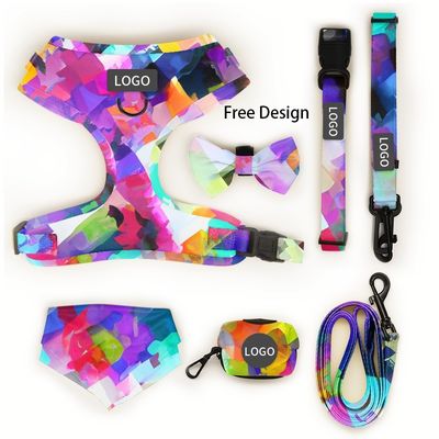 Neoprene Dog Harness And Leash Set Designer personalizado padrão personalizado sem puxar Soft Pet Harness para cães pequenos a médios