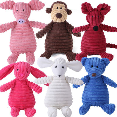 Brinquedos para animais de estimação para brincar em ambientes internos Brinquedos para cães de lã de cordão Forma animal Plush Squeaky Chew Bite Resistente a suprimentos