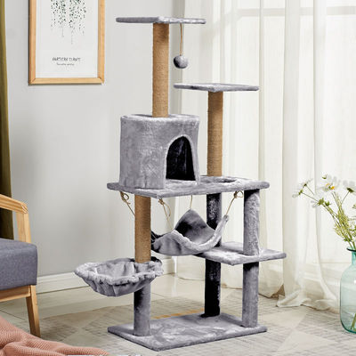 38*55*130cm Torre de várias camadas sustentável para gatos grandes Extra grande 49 polegadas atividade de gatos grandes Negro Casa de árvore de escalada
