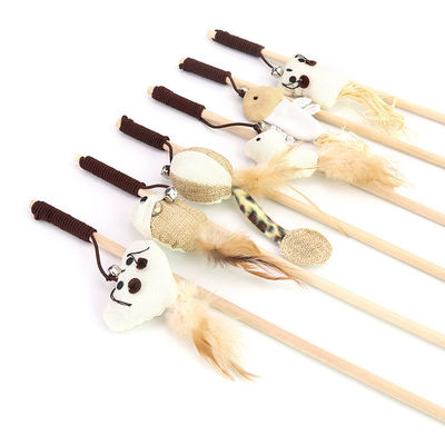 M Size Cat Teaser Wand Carinha Madeira Cat Feather Wand OEM ODM Cat Teaser Stick