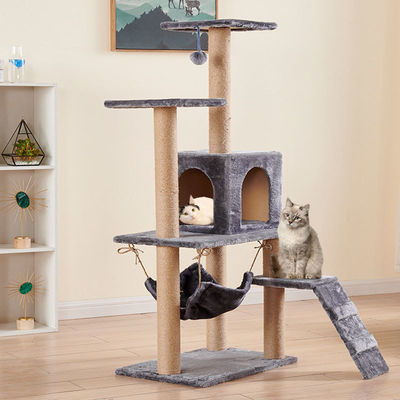 Casa de árvores de gato raspando poste pesado corda de sisal torre de gato coluna de escalada
