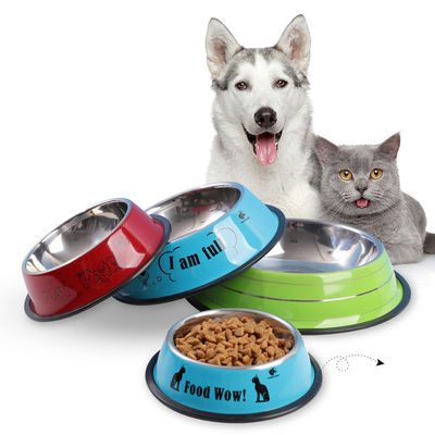 Pet Bowl Material de aço inoxidável antiderrapante Sublimação personalizadaCopas de limpeza fácil Baldes